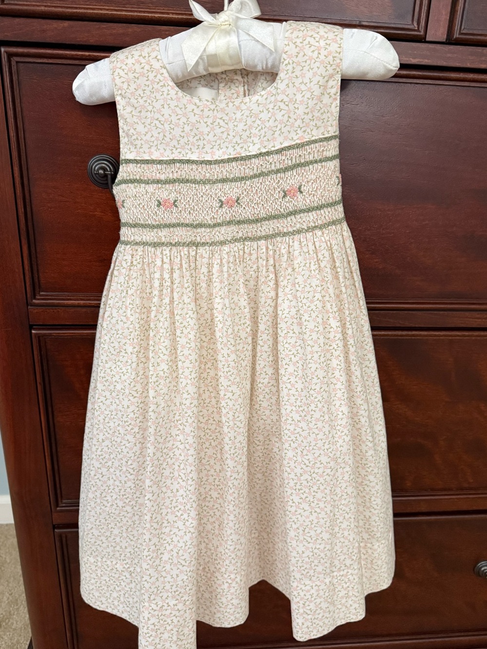 Strasburg Pink Floral Smocked Sleeveless Dress